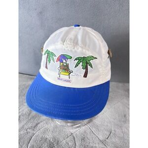 Vintage Bud Light Spuds MacKenzie Hat Cap Snap Back White Blue Beach Mens 80s